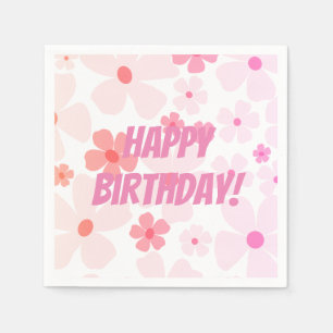 Bright Flower Power Happy Birthday Napkin