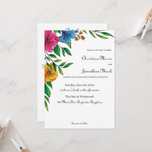 Bright Flower Spring Summer Wedding Invitation