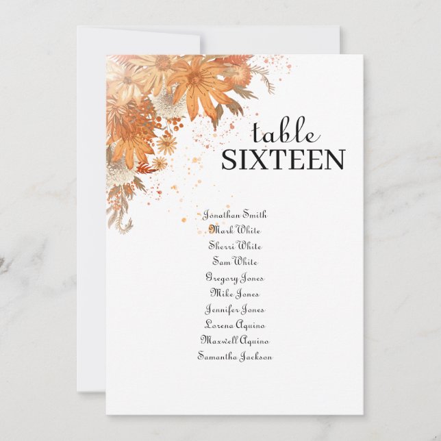 Bright Flower Spring Summer Wedding Seating Card (Front)