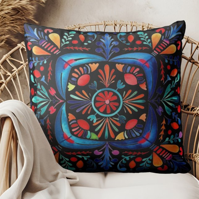 Bright Flowered Throw Pillow (Creator Uploaded)