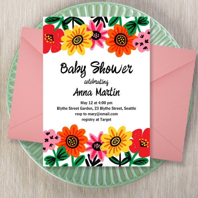 Bright Flowers Baby Shower Invitation (Creator Uploaded)