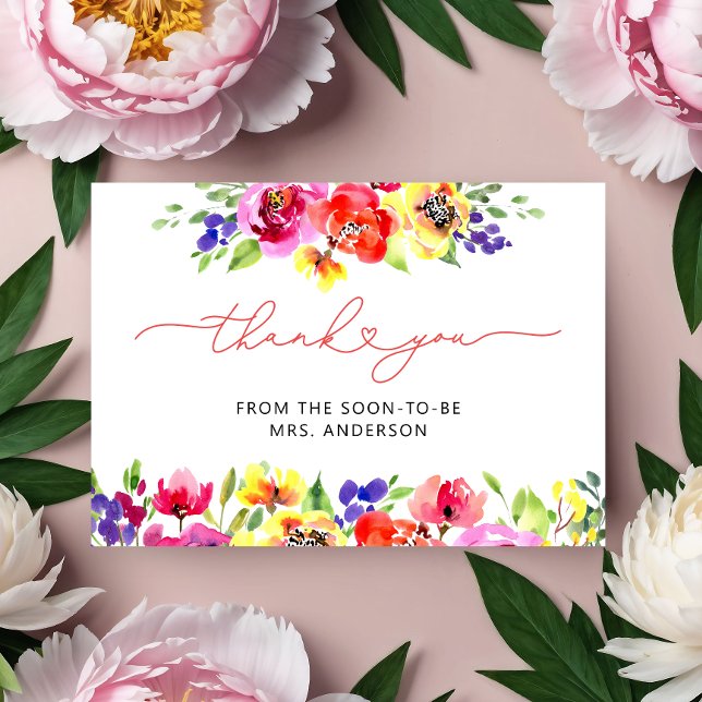 Bright Flowers Bridal Shower Thank You Card (Creator Uploaded)