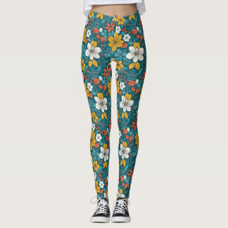Bright Flowers, Dark Background Leggings