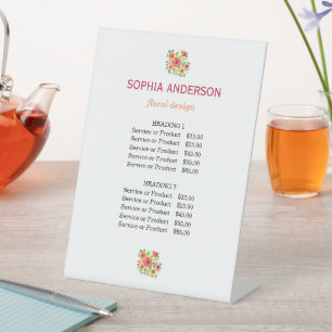 Bright Flowers Floral Bouquet, Service Price  Pedestal Sign