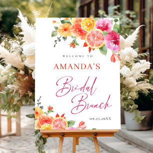 Bright Flowers Floral Citrus Bridal Brunch WELCOME Poster