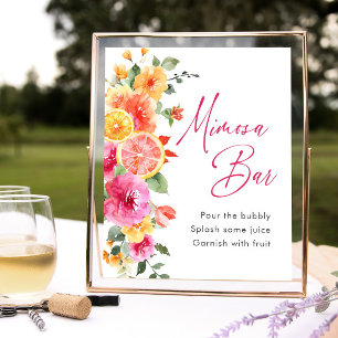 Bright Flowers Floral Citrus Bridal Mimosa Bar Poster