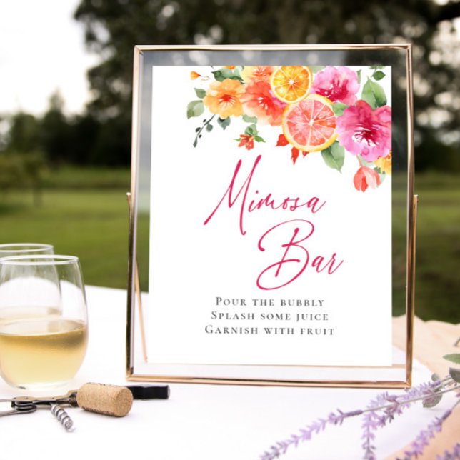 Bright Flowers Floral Citrus Bridal Mimosa Bar Poster (Creator Uploaded)