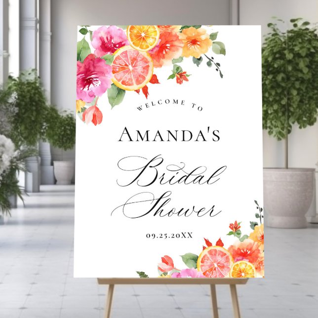 Bright Flowers Floral Citrus Bridal Shower WELCOME Poster (Creator Uploaded)