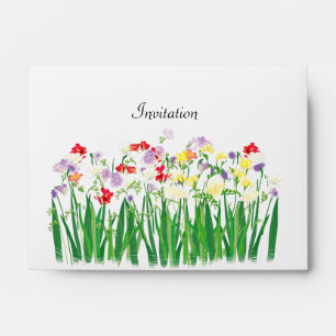 bright flowers in botanical style on the theme of envelope