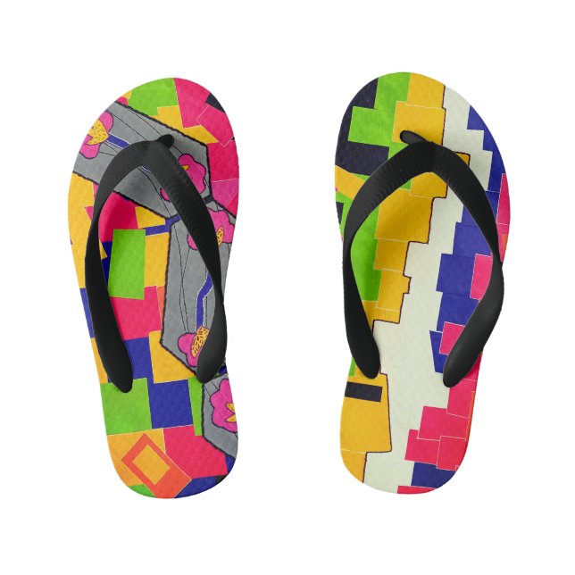 Bright flowers kid's jandals (Footbed)