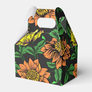 Bright Flowers Pop from Black Background Favour Box