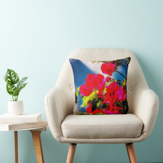 Bright Flowers Throw Pillow (Chair)