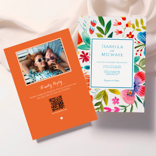 Bright Flowers Watercolor Wedding Invitation
