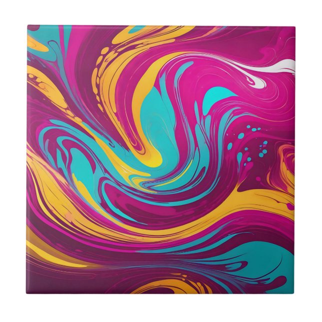 Bright Fluid Swirls Acrylic Tile (Front)