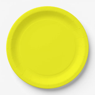 Bright Fluorescent Neon Yellow Paper Plate