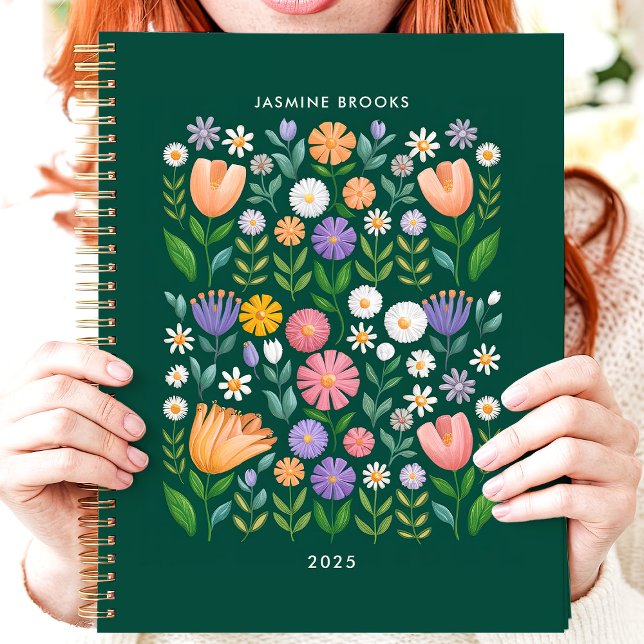 Bright Folk Art Floral Custom Name Planner (Creator Uploaded)