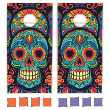 Bright Folk Art Sugar Skull Day of the Dead Party