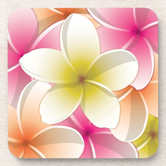 Bright Frangipani/ Plumeria flowers Coaster (Front)