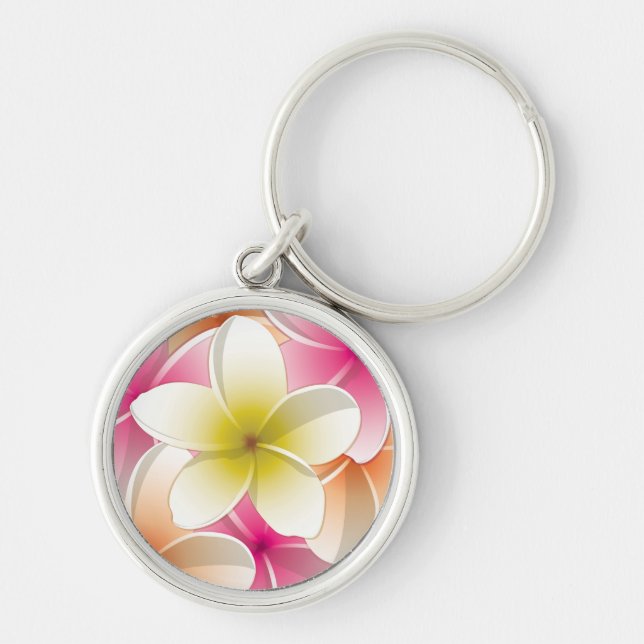 Bright Frangipani/ Plumeria flowers Key Ring (Front)