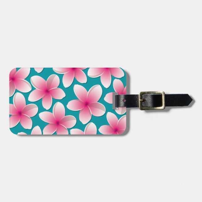 Bright Frangipani/ Plumeria flowers Luggage Tag (Front Horizontal)