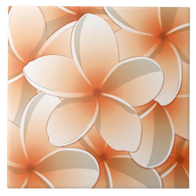 Bright Frangipani/ Plumeria flowers Tile (Front)