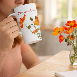 Bright Fresh Poppy Photo Mum with Love Gift  Latte Mug