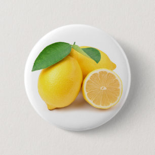 Bright & Fresh Yellow Lemons 6 Cm Round Badge