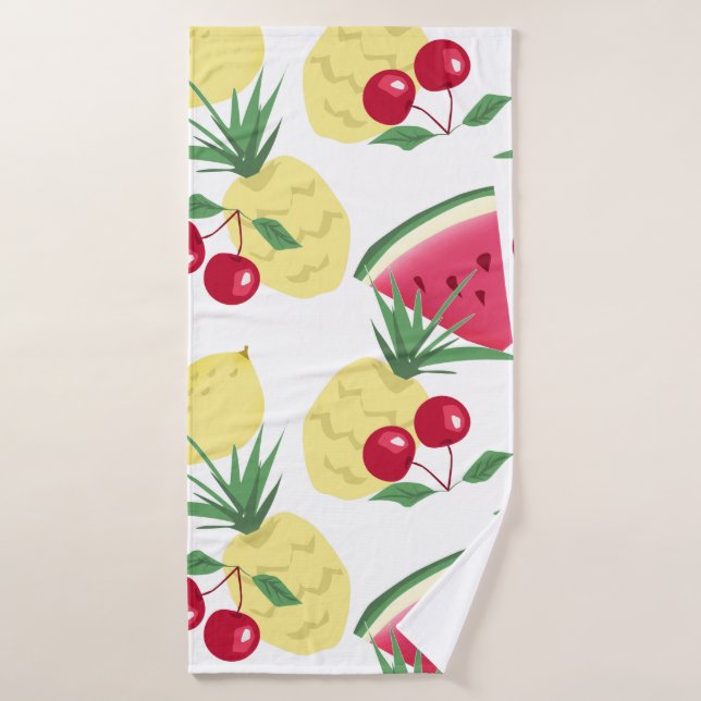 Bright fruits and berries on white. bath towel (Bath Towel)