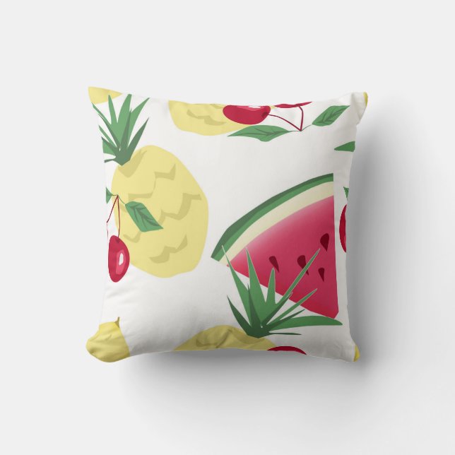 Bright fruits and berries on white. cushion (Front)