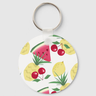 Bright fruits and berries on white. key ring