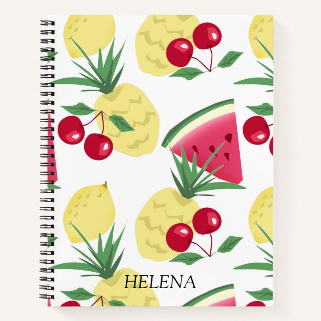 Bright fruits and berries on white. notebook (Front)