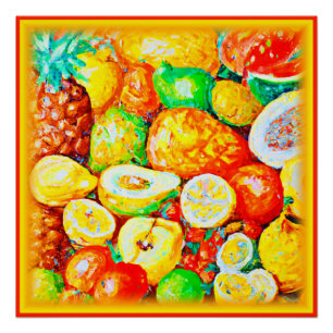 "Bright Fruits" Cute Painting. Buy Now  Poster