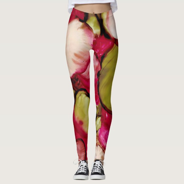 Bright Fuchsia Abstract Women's Leggings (Front)