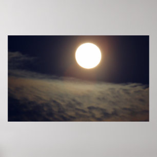 Bright Full Moon with Clouds Poster