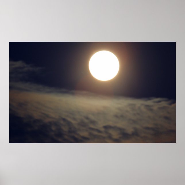 Bright Full Moon with Clouds Poster (Front)