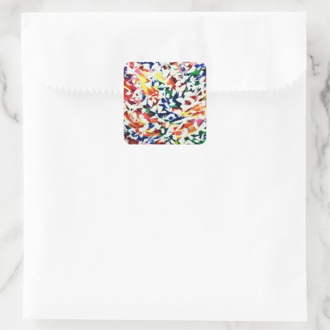 Bright Fun Artistic Blue Red Yellow Abstract Paint Square Sticker (Bag)