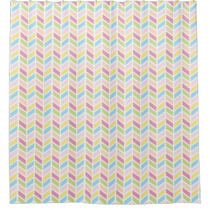 Bright Fun Cheery Herringbone Pattern Design Shower Curtain