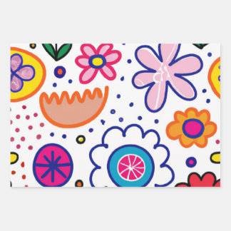 Bright fun childrens  wrapping paper sheet