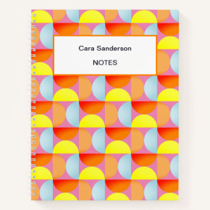 Bright Fun Mid Century Modern Abstract Semicircles Notebook