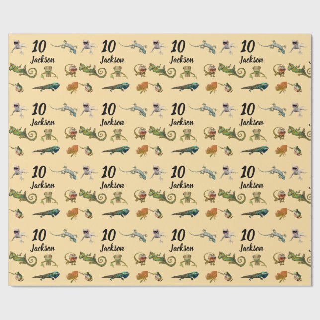 Bright Fun Reptile Birthday Party  Wrapping Paper (Flat)