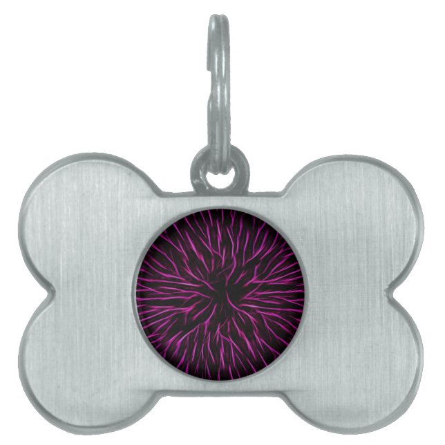 Bright Funky Hot Pink Firecracker Abstract Pet Tag (Front)