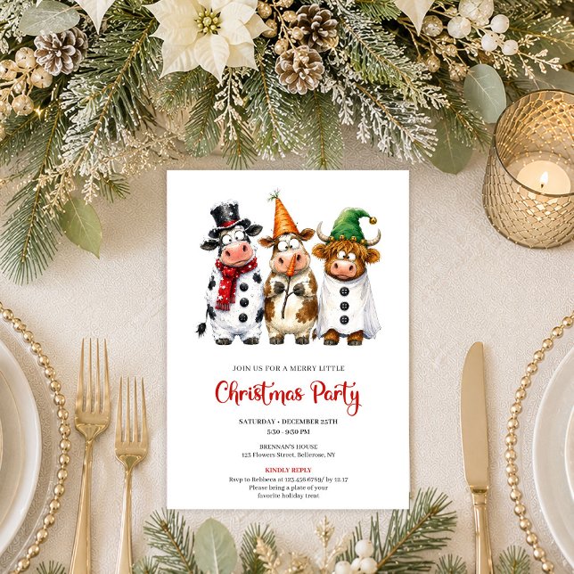 Bright Funny Animals Red Green Christmas Party  Invitation (Bright Funny Animals Red Green Christmas Party Invite

)