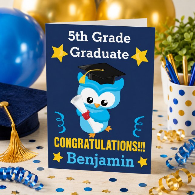 Bright Future Ahead! Blue Owl 5th Grade Card (Creator Uploaded)