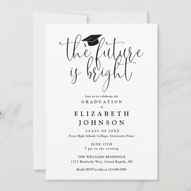 Bright Future Elegant Script Graduation Party Invitation (Front)