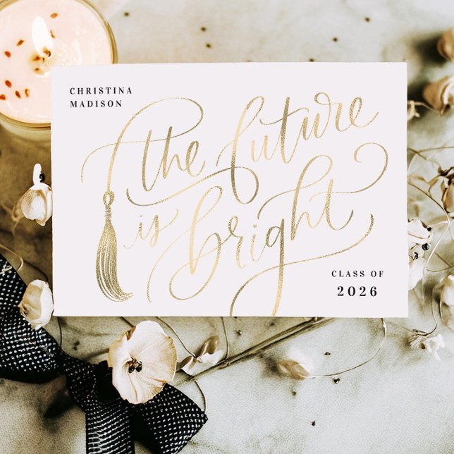 Bright Future Gold Foil Graduation Invitation Card (Creator Uploaded)