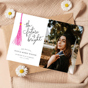 Bright Future Pink Tassel Graduation Announcement