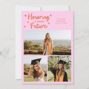 Bright Future Stars Multi Photo Orange Pink Grad Announcement