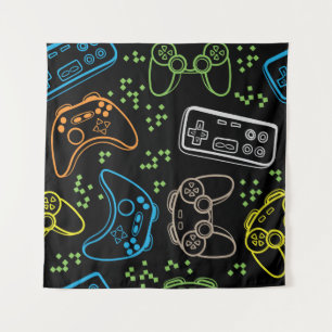 Bright gaming joysticks: cool pattern. tapestry