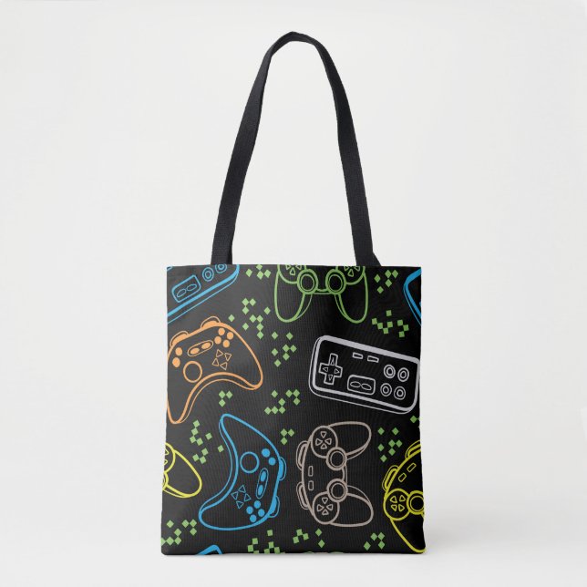 Bright gaming joysticks: cool pattern. tote bag (Front)