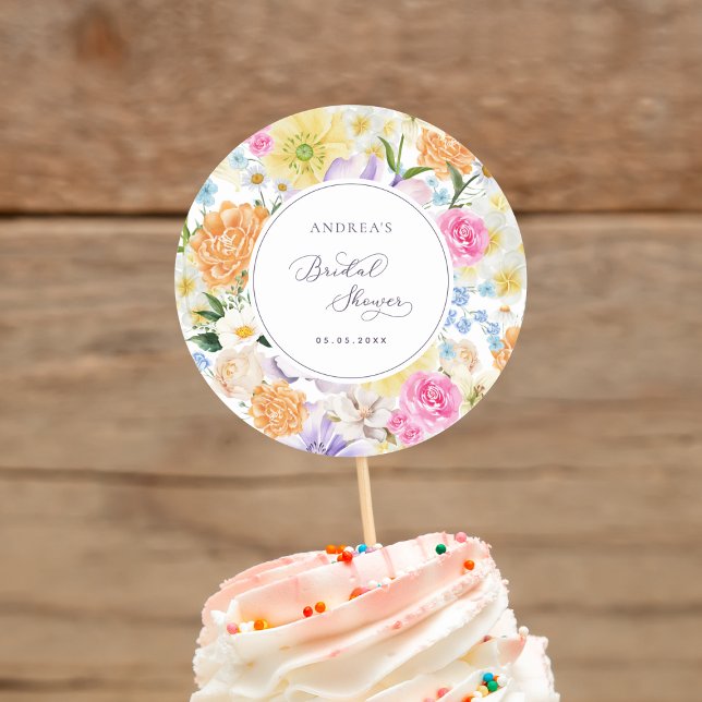 Bright Garden Floral Spring Summer Bridal Shower Classic Round Sticker (Creator Uploaded)